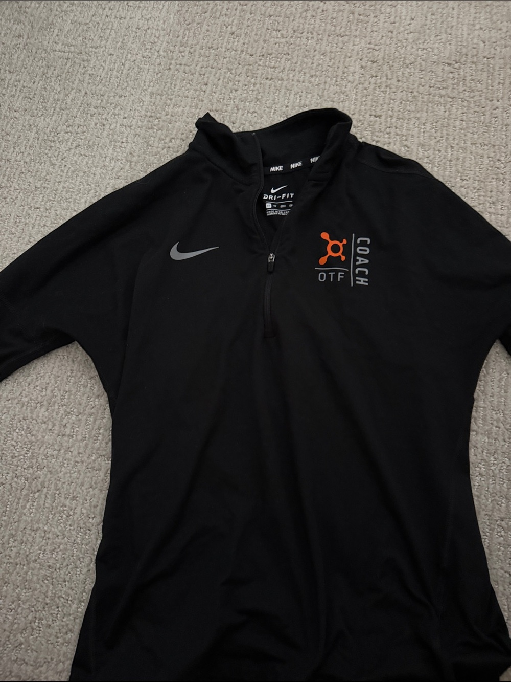 Nike Black Coach Quarter-Zip Pullover with Orange Logo